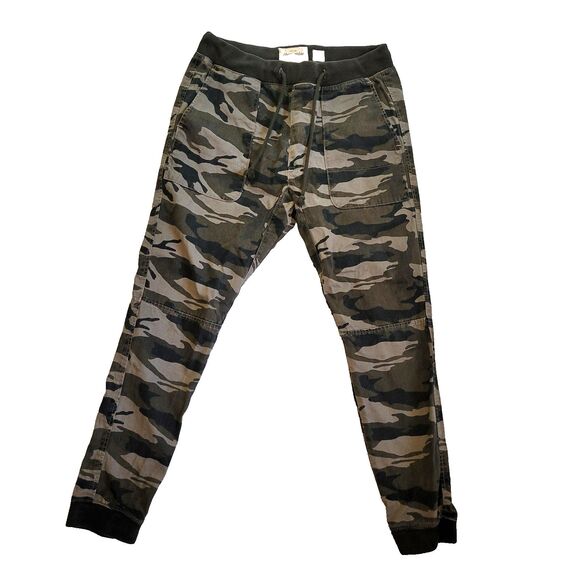 Abercrombie & Fitch Pants Mens Large Green Camouflage Canvas Re-enforced Crotch - Picture 1 of 9
